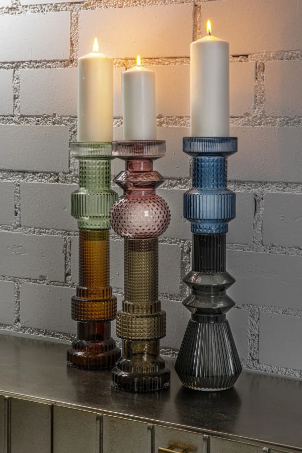 CANDELABRO MARVELOUS DUO PURPLE GRIGIO 49cm - KARE