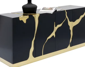 Credenza Cracked nero oro 165x80cm - KARE