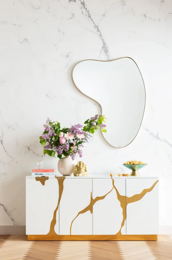 Credenza Oro Bianco Cracked 165x80cm - KARE