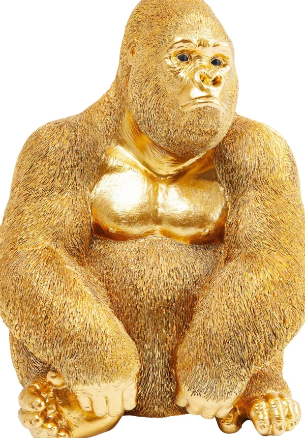 Deco Figurine Monkey Gorilla Side Medium Gold - KARE