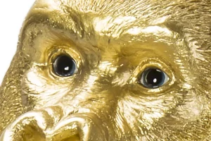 Deco Figurine Monkey Gorilla Side Medium Gold - KARE