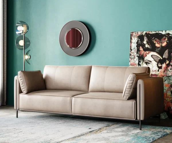 Divano 3 posti Victor pelle grigio 233cm - KARE