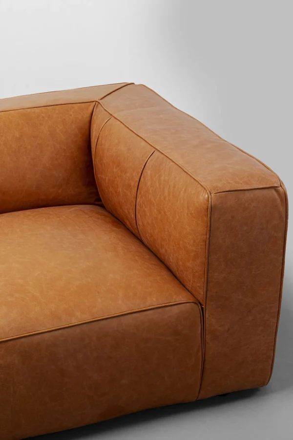 Divano Cubetto 3-Posti Pelle Marrone Chiaro 220cm - KARE