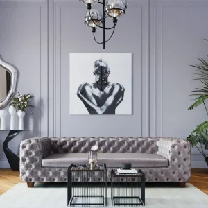 DIVANO DESIRE 3-SEATER VELLUTO GRIGIO ARGENTO - KARE