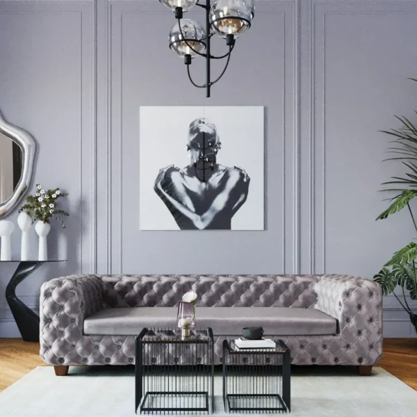 DIVANO DESIRE 3-SEATER VELLUTO GRIGIO ARGENTO - KARE