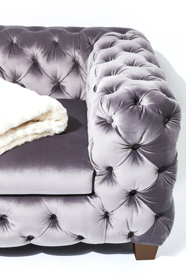 DIVANO DESIRE 3-SEATER VELLUTO GRIGIO ARGENTO - KARE
