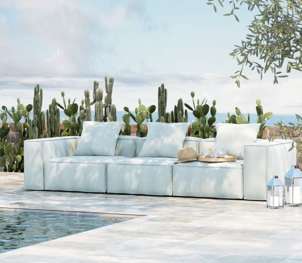 Divano Korali Beach Outdoor blu chiaro 320cm - KARE