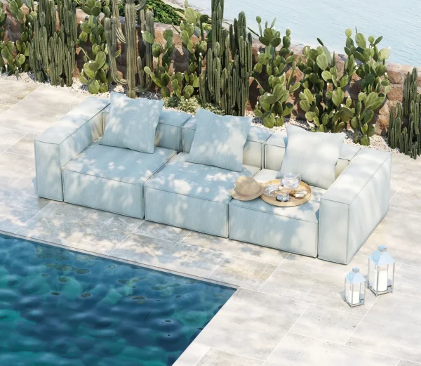 Divano Korali Beach Outdoor blu chiaro 320cm - KARE