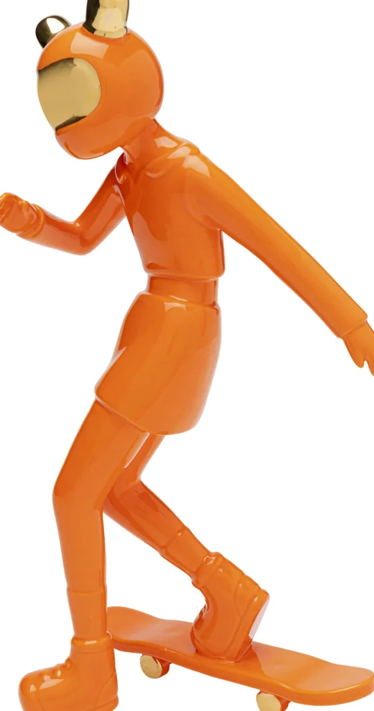 Figura decorativa Skating Astronaut arancione 33cm - KARE