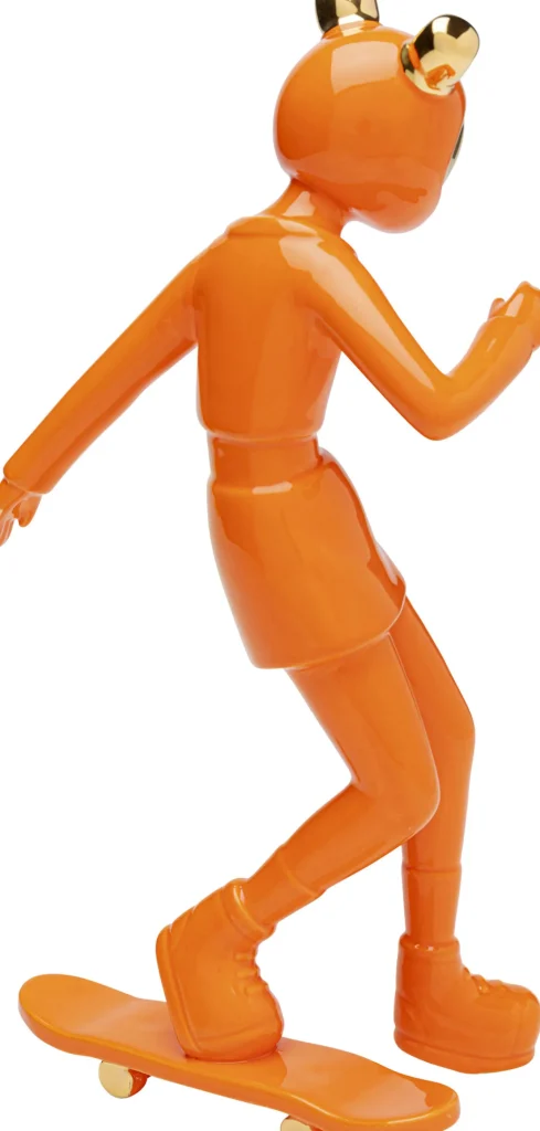 Figura decorativa Skating Astronaut arancione 33cm - KARE