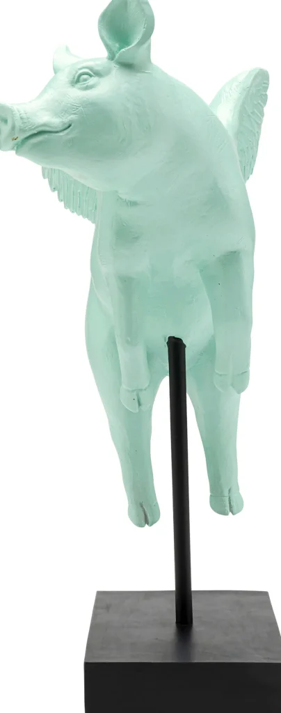 Figurina decorativa Flying Pig turchese 29cm - KARE
