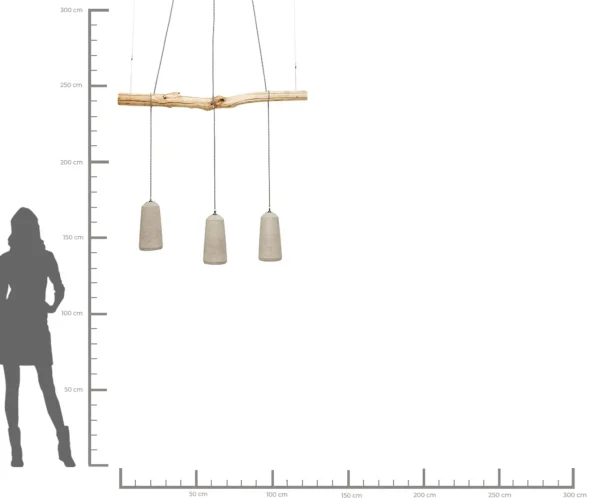 Lampada a sospensione dal design industriale - Dining Concrete - con tre punti luce in cemento - KARE