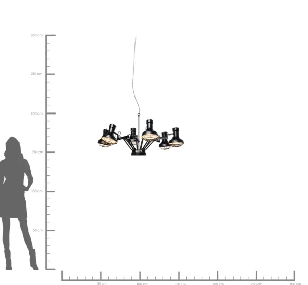 Lampada a sospensione dal design industriale - Spider Multi - 6 faretti - KARE