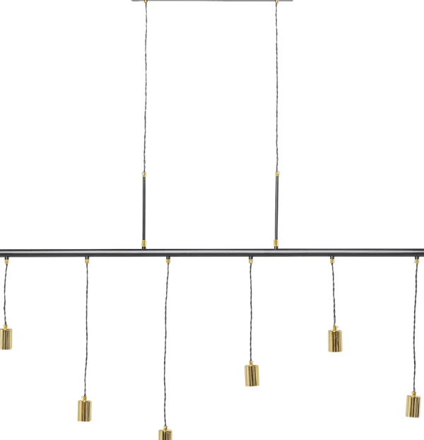Lampada a sospensione di design con 6 punti luce dallo stile industry - Pole Black Six - KARE