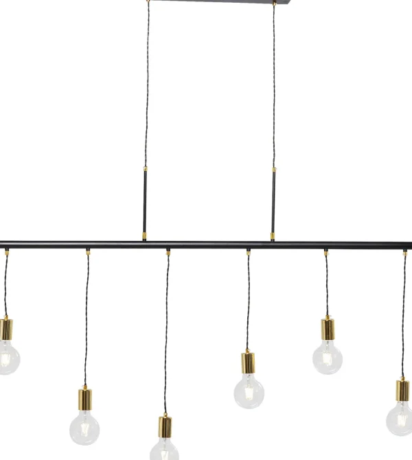 Lampada a sospensione di design con 6 punti luce dallo stile industry - Pole Black Six - KARE