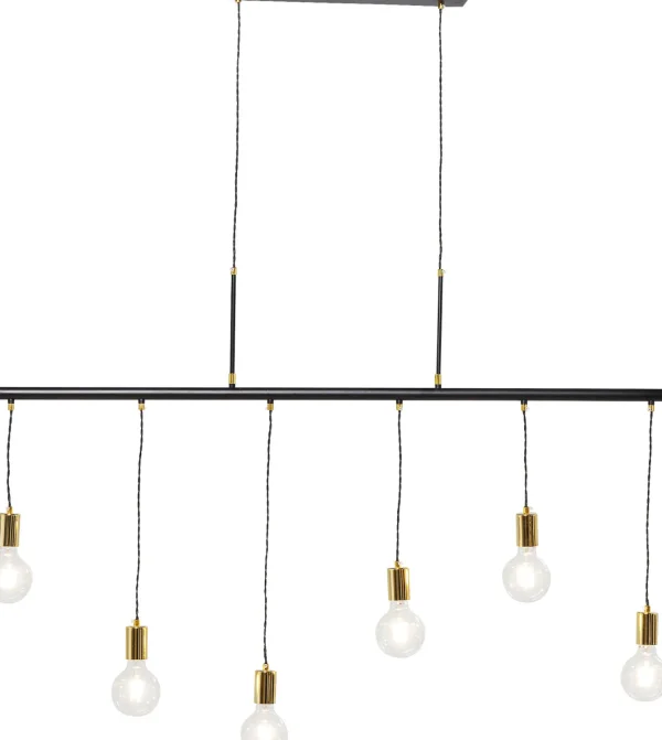 Lampada a sospensione di design con 6 punti luce dallo stile industry - Pole Black Six - KARE