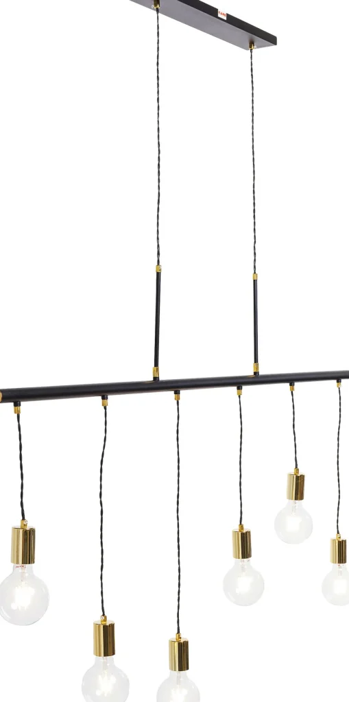 Lampada a sospensione di design con 6 punti luce dallo stile industry - Pole Black Six - KARE