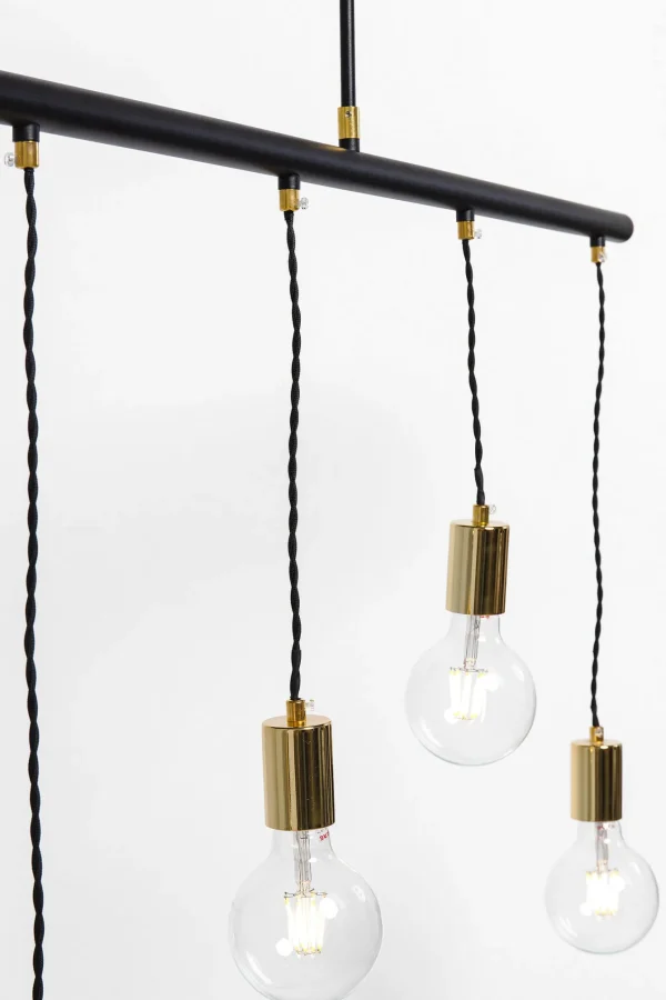Lampada a sospensione di design con 6 punti luce dallo stile industry - Pole Black Six - KARE