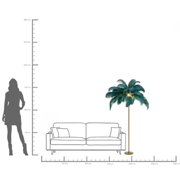 Lampada a stelo Feather Palm verde 165cm - KARE