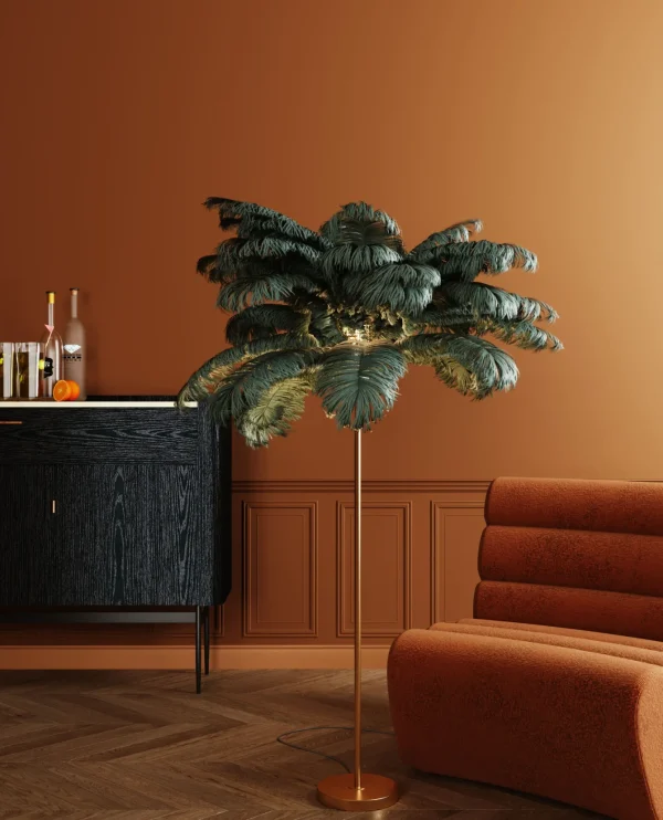 Lampada a stelo Feather Palm verde 165cm - KARE