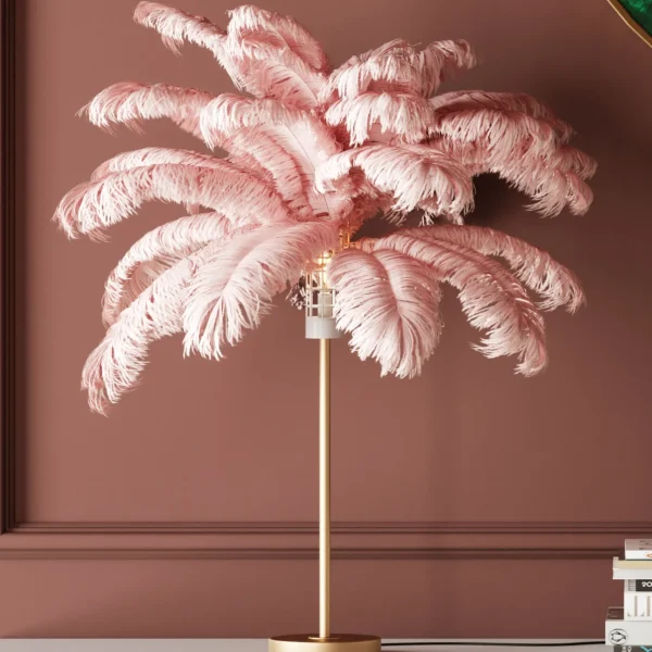 Lampada da tavolo Feather Palm pink 60cm - KARE