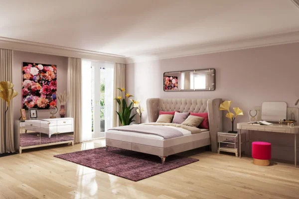 Letto boxspring Benito Moon crema 180x200cm - KARE