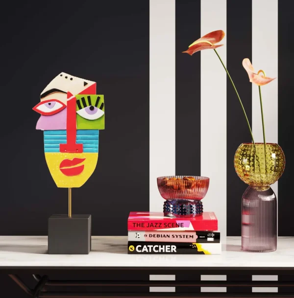 Oggetto decorativo Abstract Face multicolore 52cm - KARE