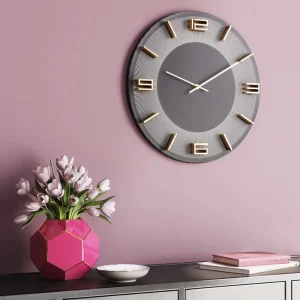 Orologio da parete Leonardo grigio/oro - KARE