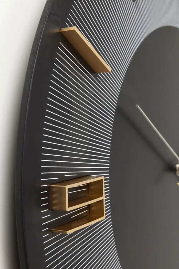 Orologio da parete Leonardo nero/oro 50 cm - KARE