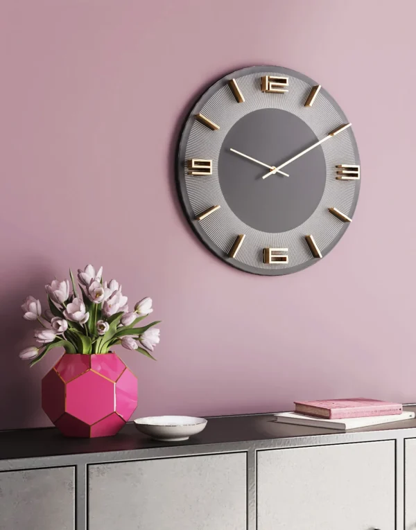 Orologio da parete Leonardo grigio/oro - KARE
