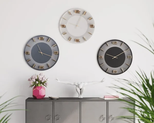 Orologio da parete Leonardo grigio/oro - KARE