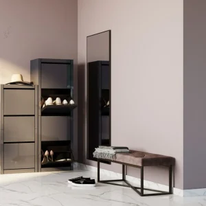 PANCA CROSSOVER GRIGIO/NERO 90X40CM - KARE