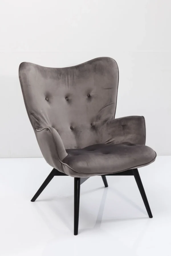 POLTRONA BLACK VICKY VELLUTO GRIGIO - KARE