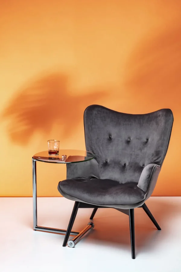 POLTRONA BLACK VICKY VELLUTO GRIGIO - KARE