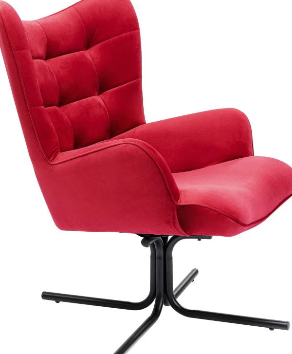 Poltrona girevole Oscar velluto rosso - KARE