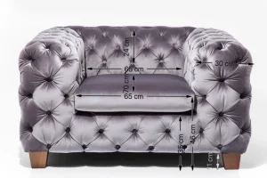 Poltrona velluto "My Desire" stile Chesterfield grigio argento - KARE