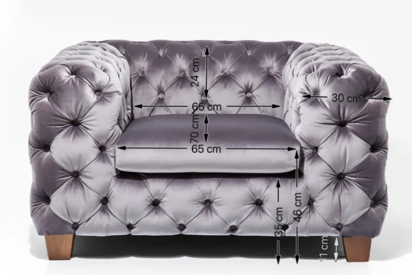 Poltrona velluto "My Desire" stile Chesterfield grigio argento - KARE