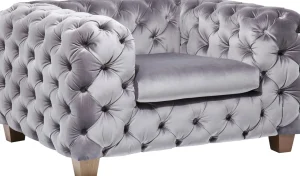 Poltrona velluto "My Desire" stile Chesterfield grigio argento - KARE