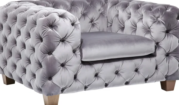 Poltrona velluto "My Desire" stile Chesterfield grigio argento - KARE