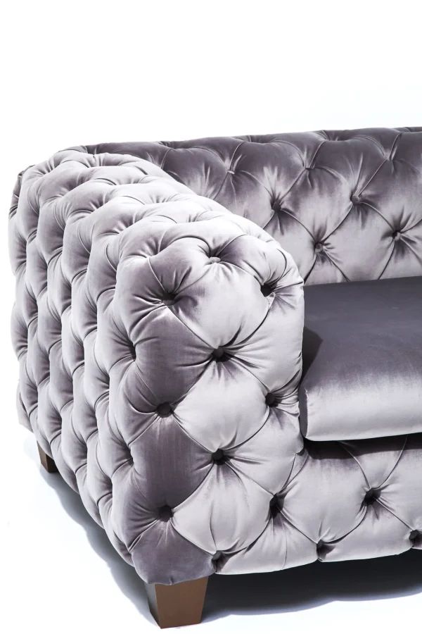 Poltrona velluto "My Desire" stile Chesterfield grigio argento - KARE