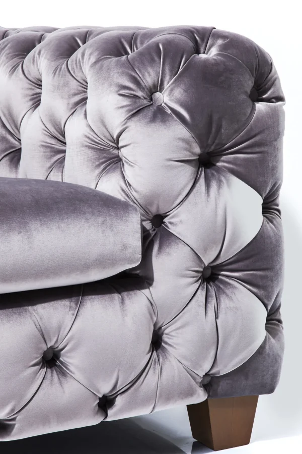 Poltrona velluto "My Desire" stile Chesterfield grigio argento - KARE