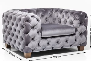 Poltrona velluto "My Desire" stile Chesterfield grigio argento - KARE