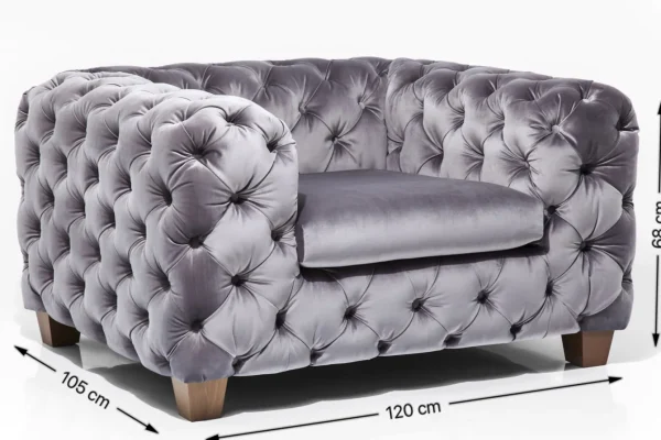 Poltrona velluto "My Desire" stile Chesterfield grigio argento - KARE