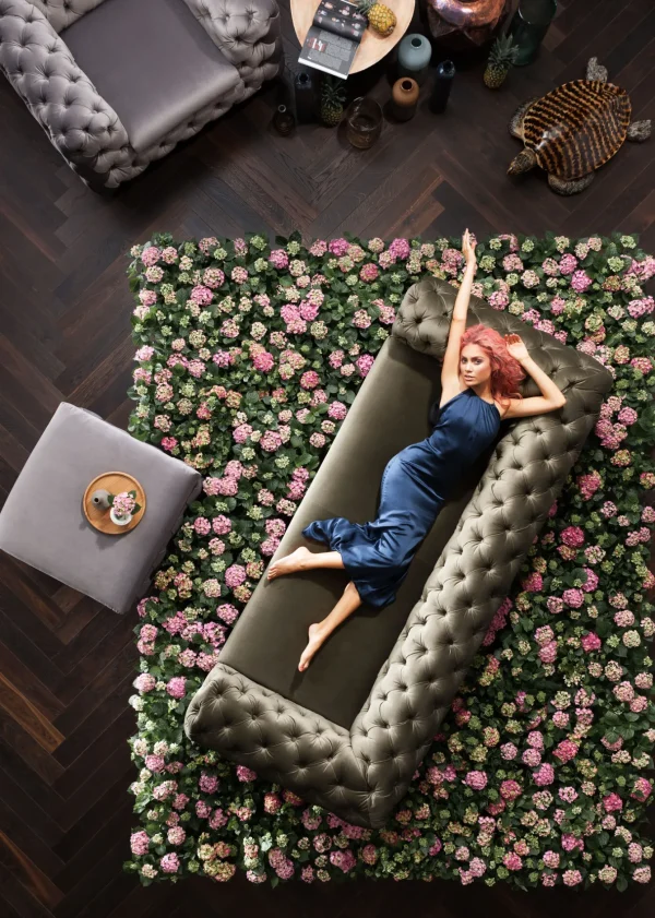 Poltrona velluto "My Desire" stile Chesterfield grigio argento - KARE