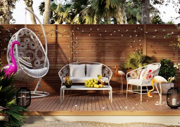Poltroncina outdoor "Ibiza" 75x78cm bianca con cuscino - KARE