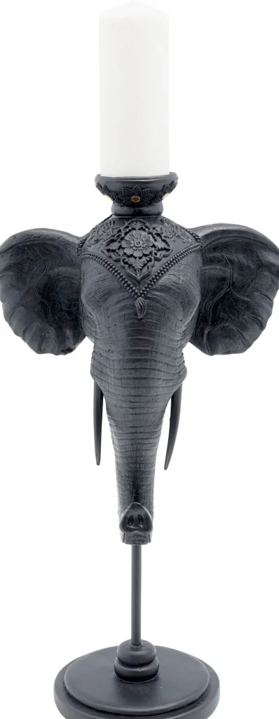 Portacandele Elephant Head nero 49cm - KARE
