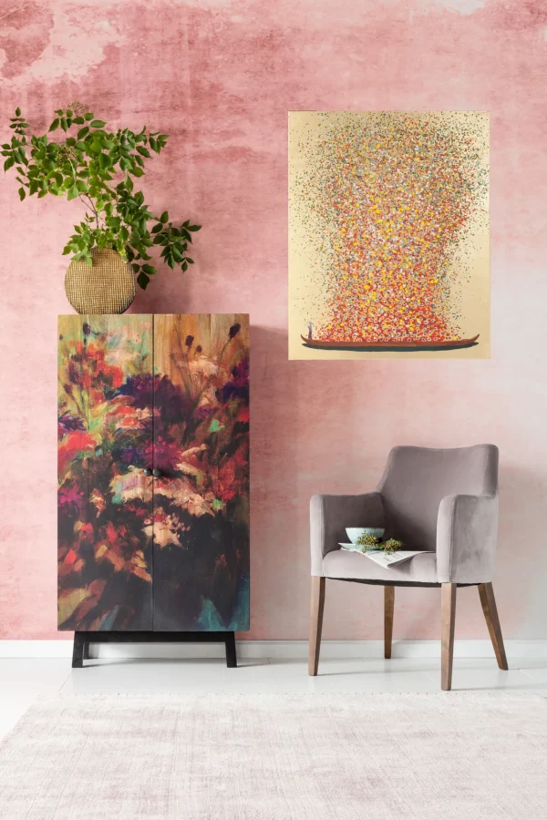Quadro Flower Boat Oro/Rosso 80x100cm - KARE