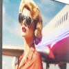 Quadro incorniciato LED Jetset Pose Lady 120x80cm - KARE