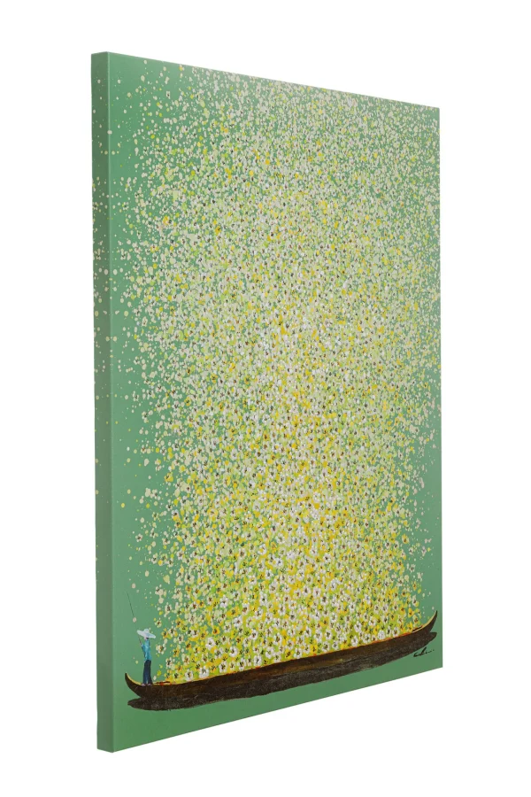 Quadro su tela Flower Boat Verde Giallo 80x100cm - KARE