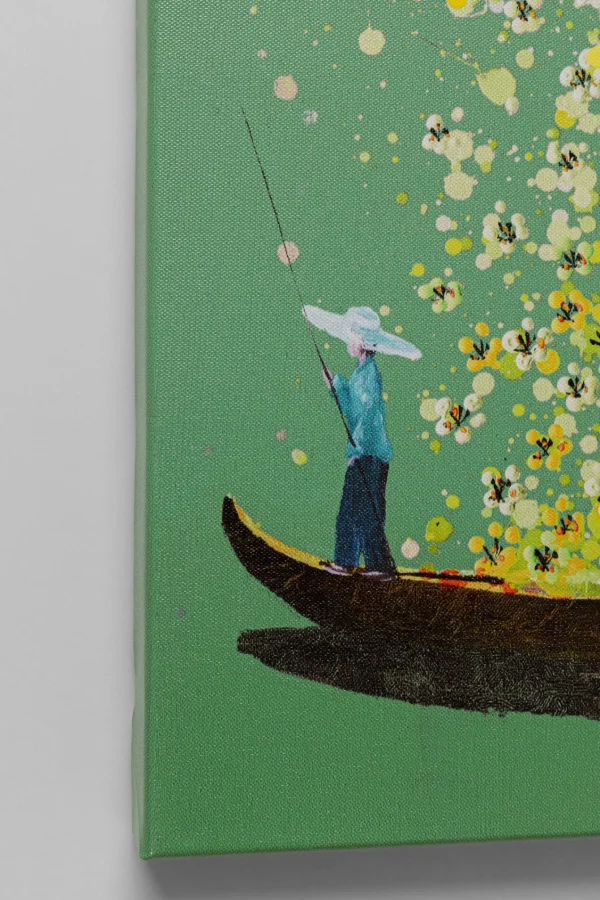 Quadro su tela Flower Boat Verde Giallo 80x100cm - KARE